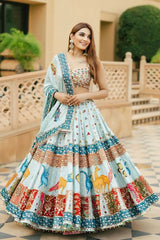 Traditional Sky Blue Chaniya Choli For Navratri