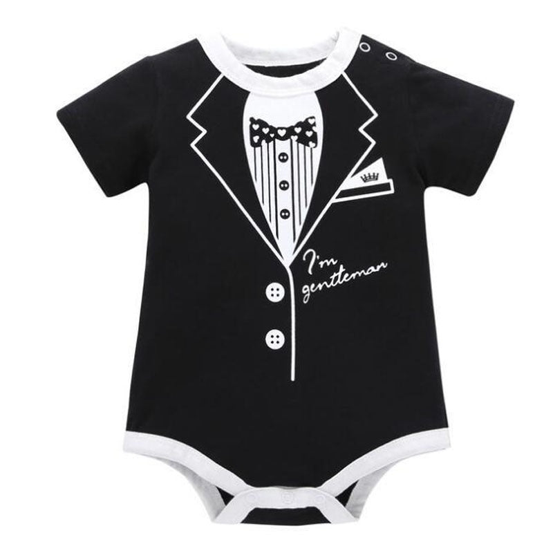 Gentleman Tux Baby Boys Romper – Soft Cotton Formal Outfit for Special Occasions