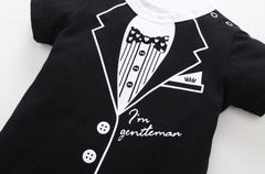Gentleman Tux Baby Boys Romper – Soft Cotton Formal Outfit for Special Occasions