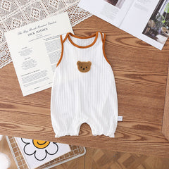 Sleeveless Bear Romper – Soft Cotton Baby Boys & Girls Summer Outfit