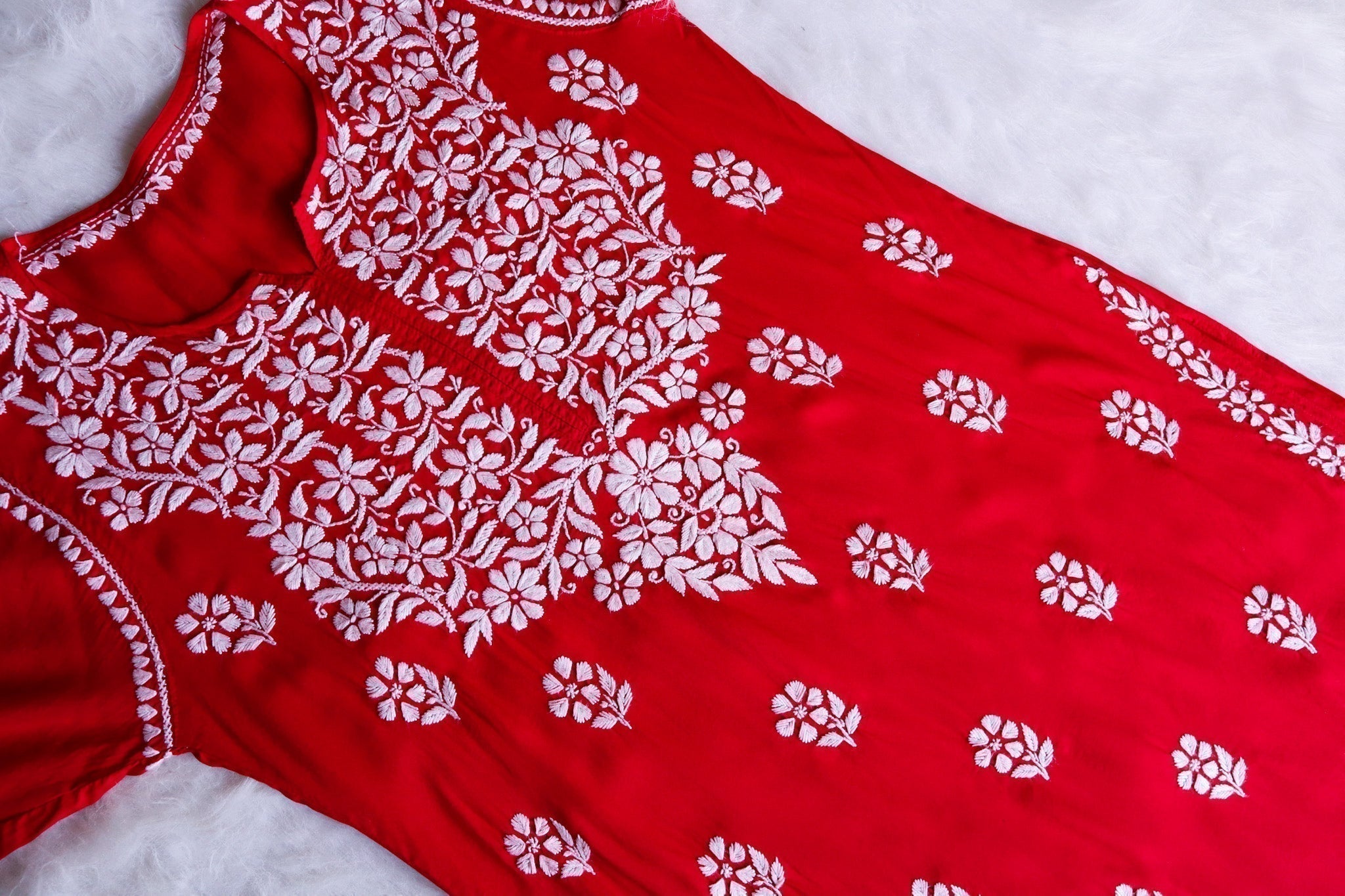 Safaa Red Long Modal Kurta