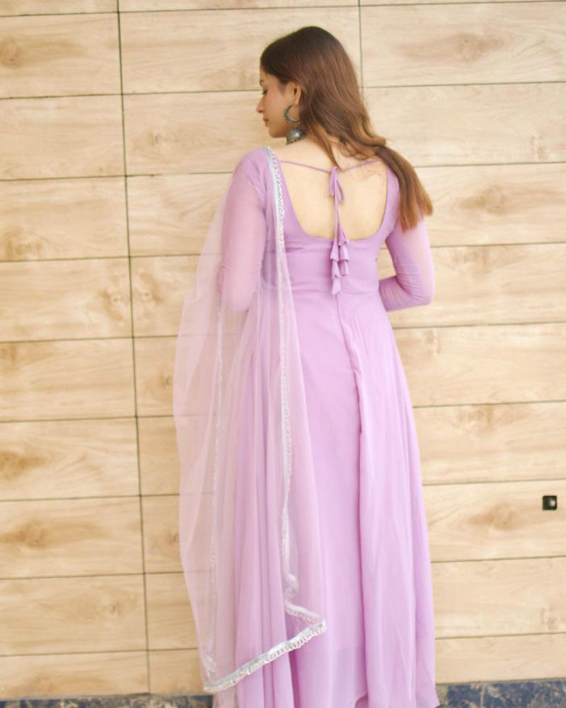 Pure Soft Georgette Hand Work Lace Anarkali Suit – 3-Piece Set