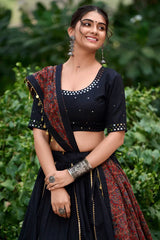 Designer Black Color Chaniya Choli For Garba Night