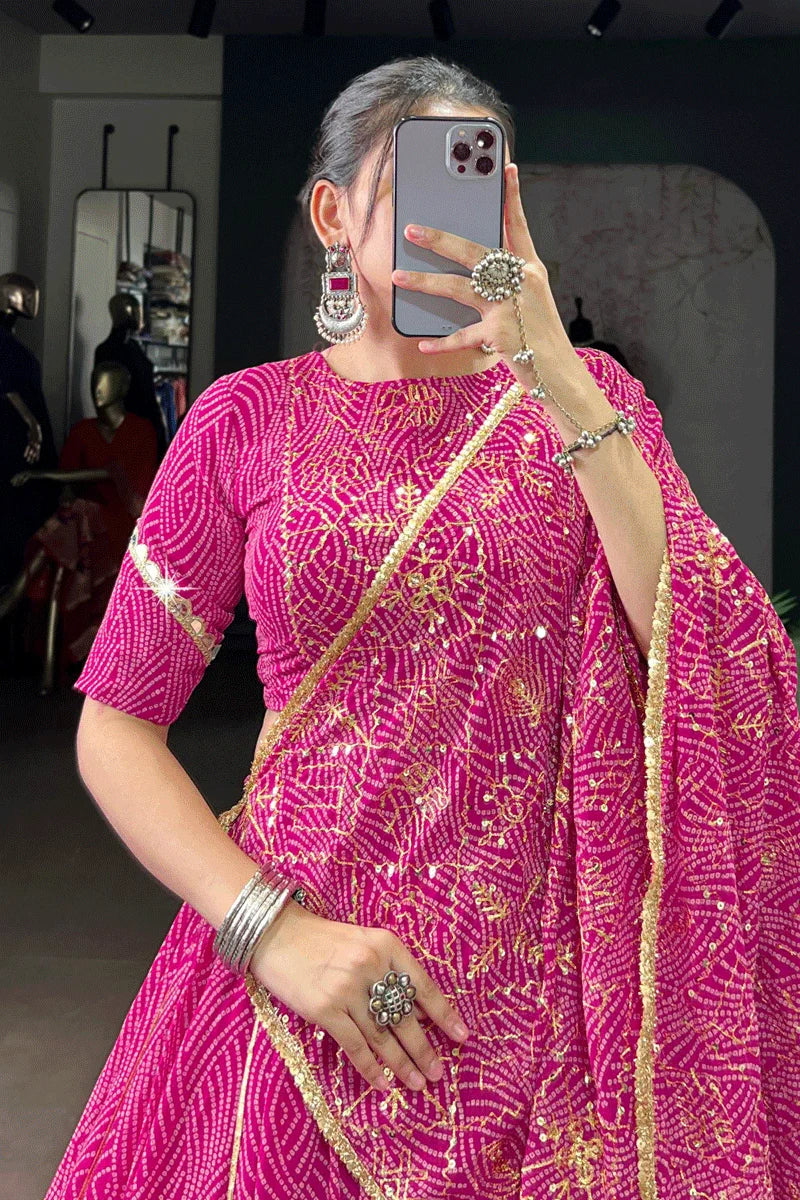 Pink Color Heavy Flair Chaniya Choli With Backless Blouse For Women