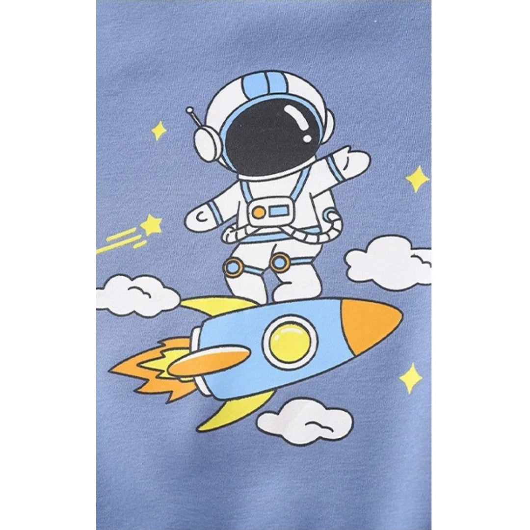 Little Astronaut Star Unisex Kids T-Shirt – Cotton Blend with Warm Wool Lining