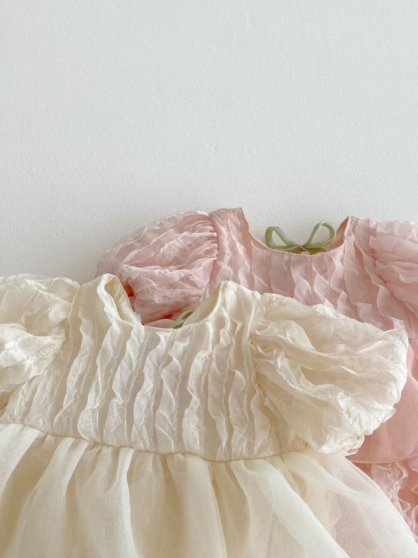 3D Tulips Baby Girls Lace Romper Dress – Soft Cotton Lined Outfit