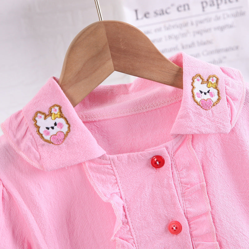 Smart Button Girls Shirt with Trendy Shorts Set – 100% Cotton Kids’ Outfit, Comfortable & Stylish