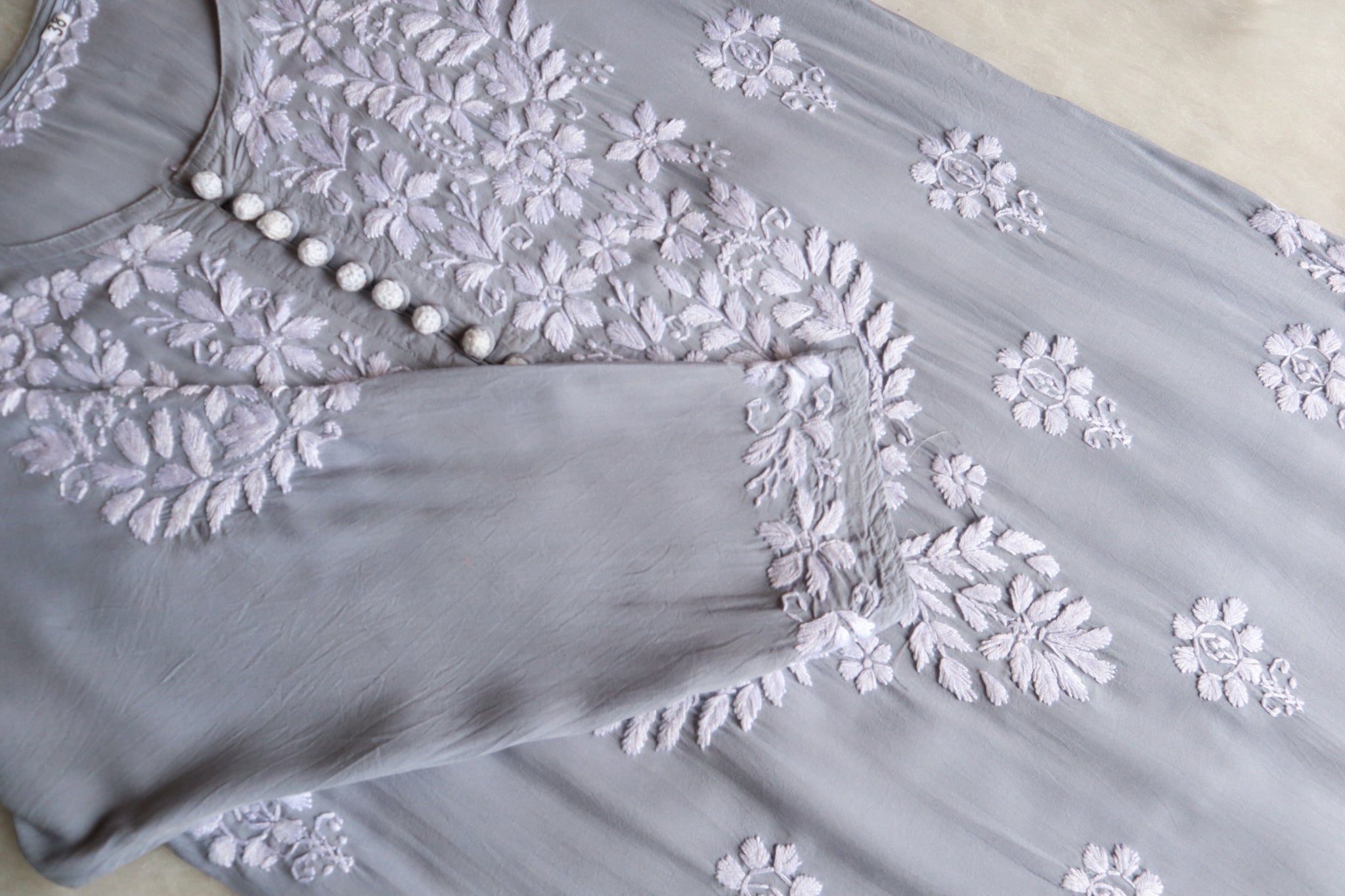 Duaa Pastel Grey Long Modale Kurta