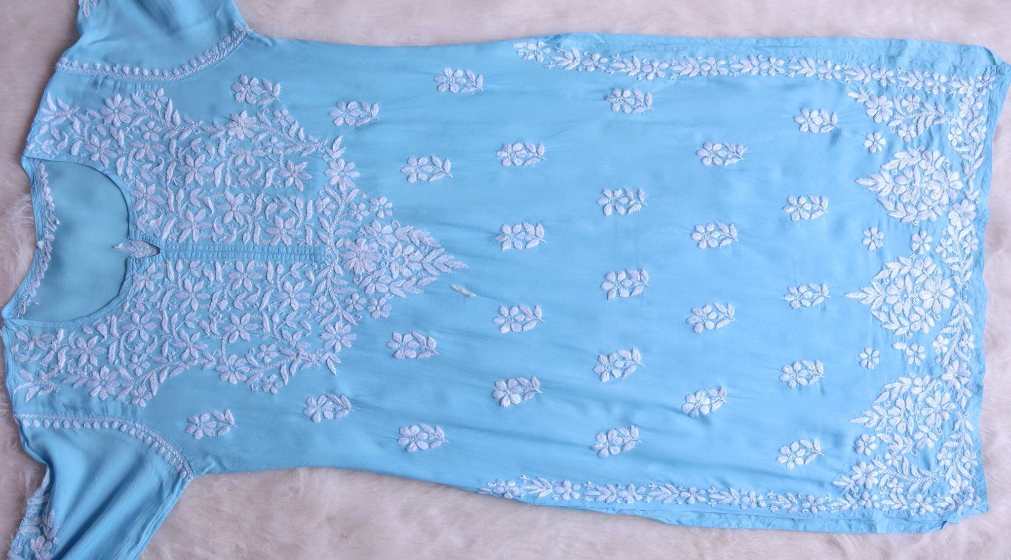 Safaa Sky Blue Long Modal Kurta