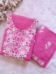 Cotton Thread Embroidery work Kurti Pant Set (Stitched)