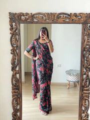 Effortless Elegance: Ready To Wear Black Georgette Saree