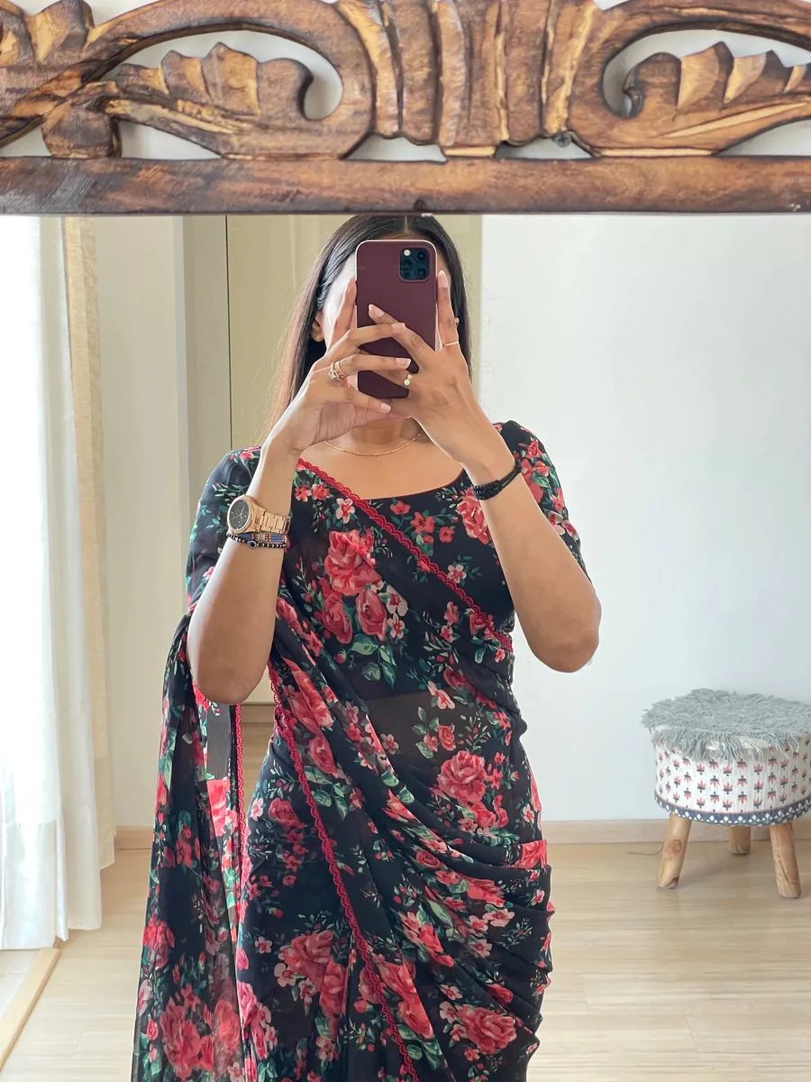 Effortless Elegance: Ready To Wear Black Georgette Saree