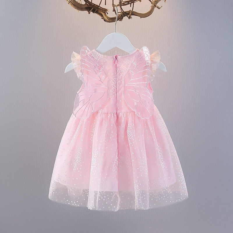 Angel Wings Lovely Girls Dress – Soft Cotton-Polyester Blend Outfit