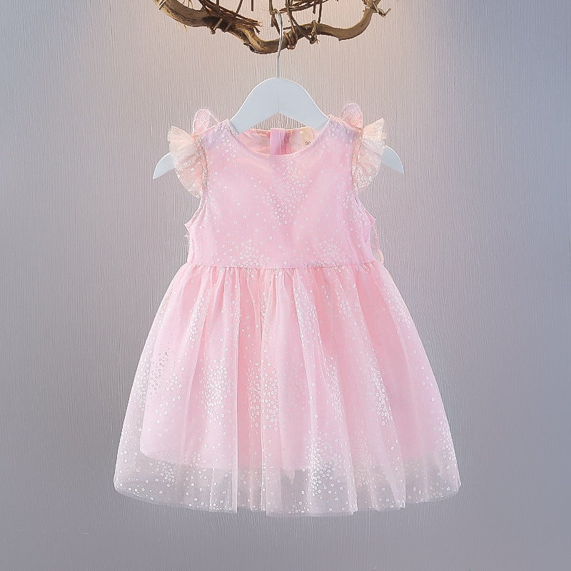 Angel Wings Lovely Girls Dress – Soft Cotton-Polyester Blend Outfit