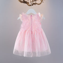 Angel Wings Lovely Girls Dress – Soft Cotton-Polyester Blend Outfit