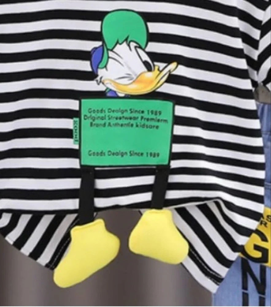 Animated 3D Duck Boys Two-Piece Set – Soft Cotton Outfit