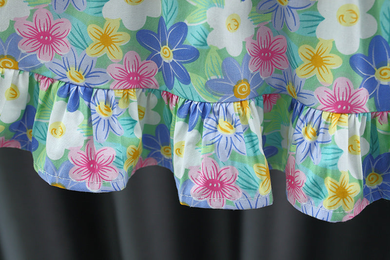 Aquatic Girls Floral Dress – Soft Cotton Summer Outfit