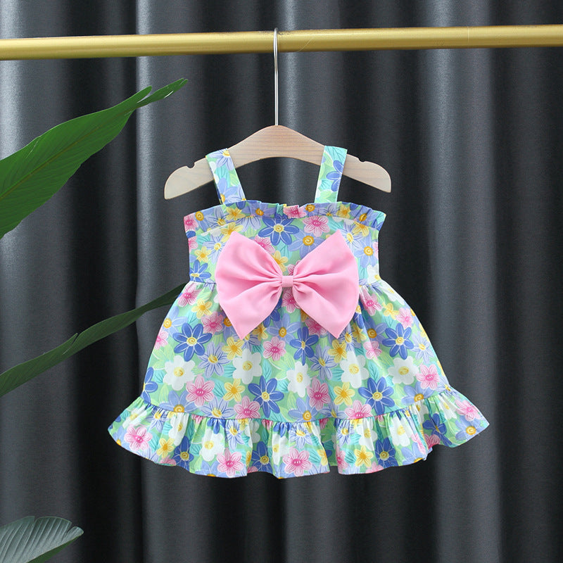 Aquatic Girls Floral Dress – Soft Cotton Summer Outfit