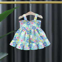 Aquatic Girls Floral Dress – Soft Cotton Summer Outfit