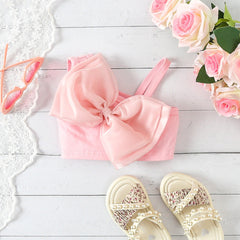 Ava Soft Bow Girls Two-Piece Set – Comfortable Cotton Blend Outfit