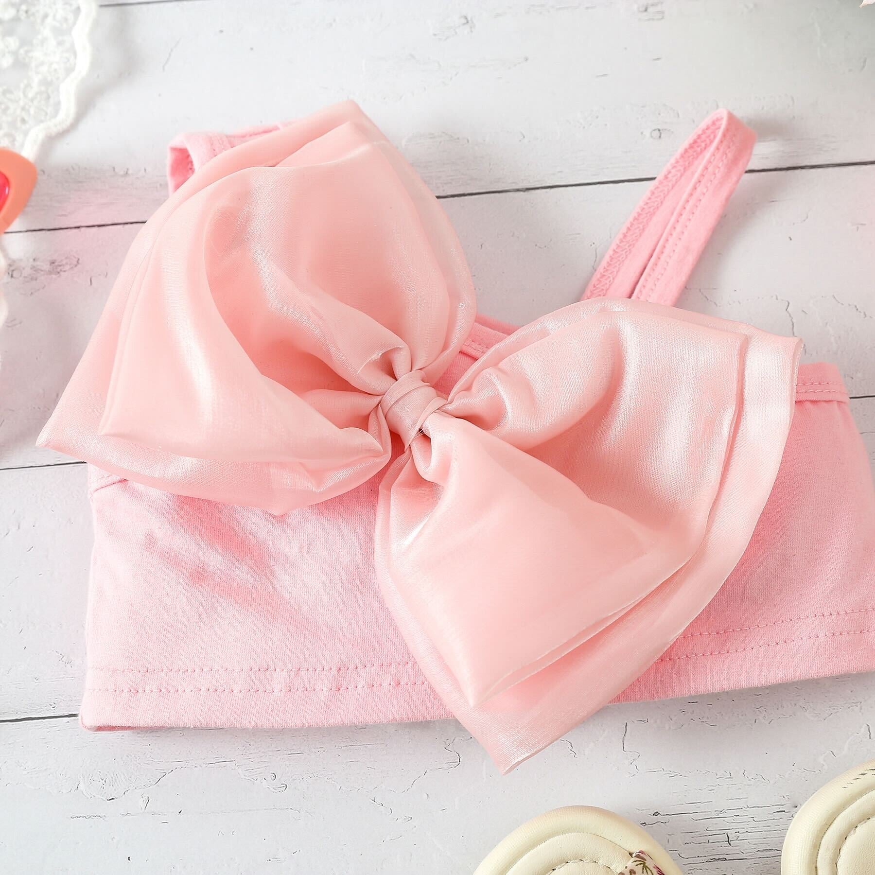 Ava Soft Bow Girls Two-Piece Set – Comfortable Cotton Blend Outfit