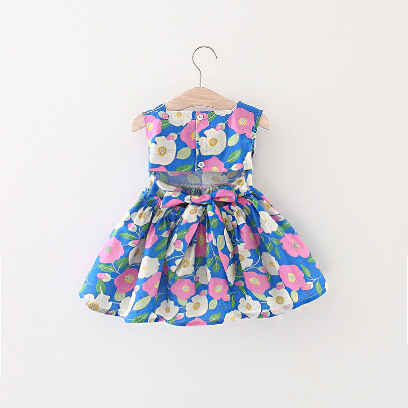 Back Pattern Floral Baby Girls Cotton Dress – Sleeveless Summer Outfit