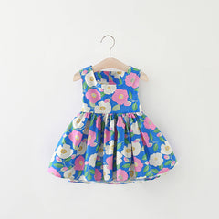 Back Pattern Floral Baby Girls Cotton Dress – Sleeveless Summer Outfit
