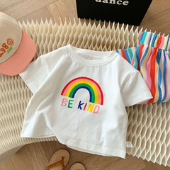 Be Kind Rainbow Girls Vibrant Set – Colorful Cotton Blend Outfit for Toddlers and Kids