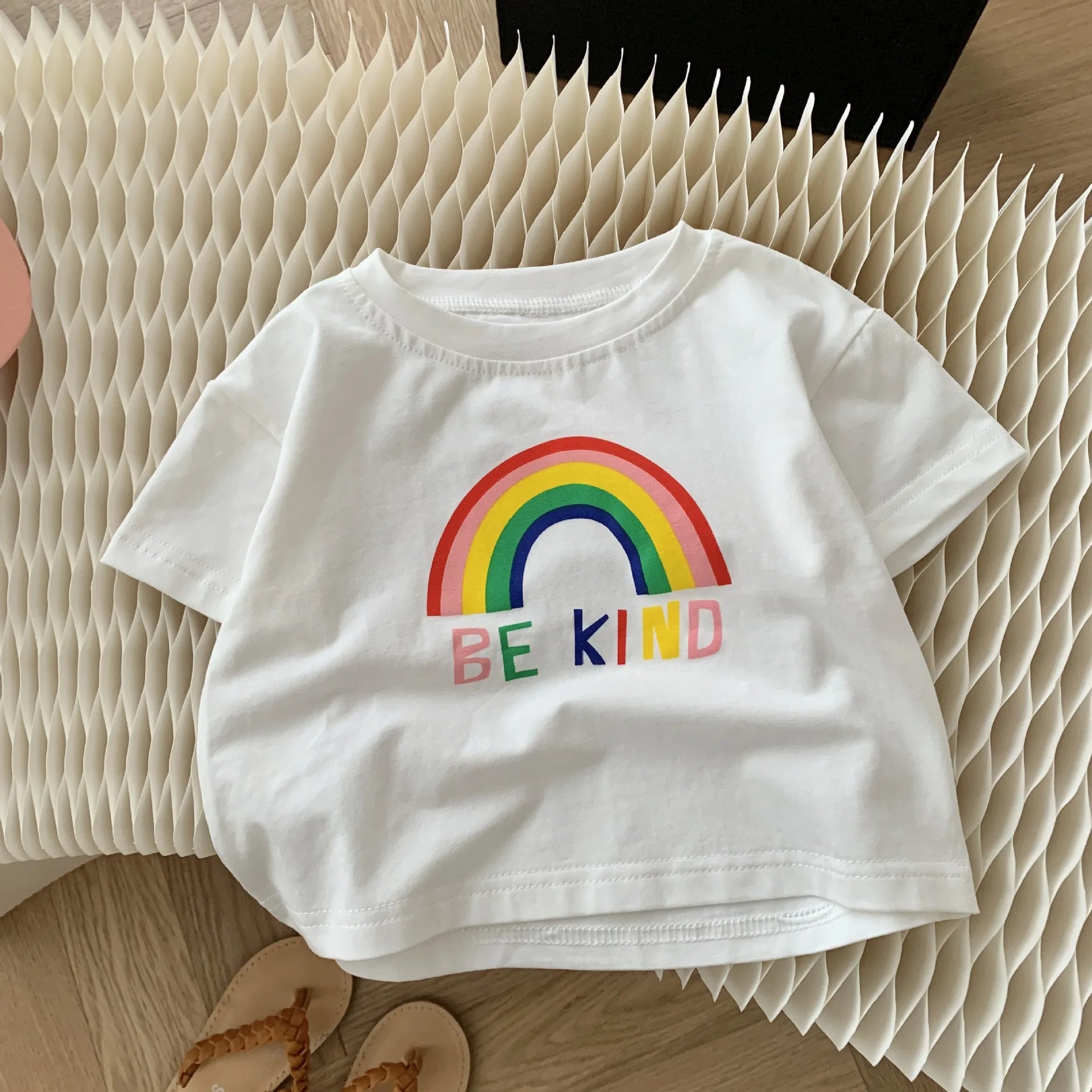 Be Kind Rainbow Girls Vibrant Set – Colorful Cotton Blend Outfit for Toddlers and Kids