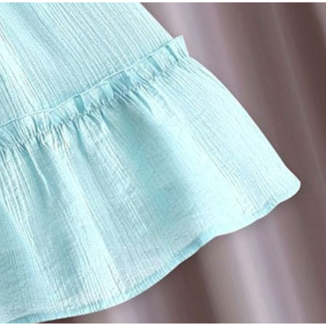 Pearl Neck Rich Girls Dress – Elegant Cotton Party Outfit