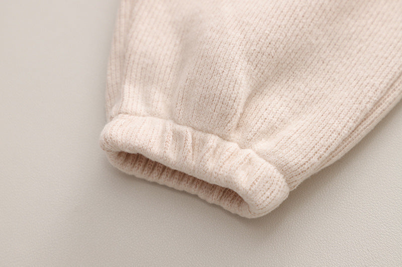 Beige Hooded Boys Cotton Sweatsuit Set – Casual Two-Piece Outfit