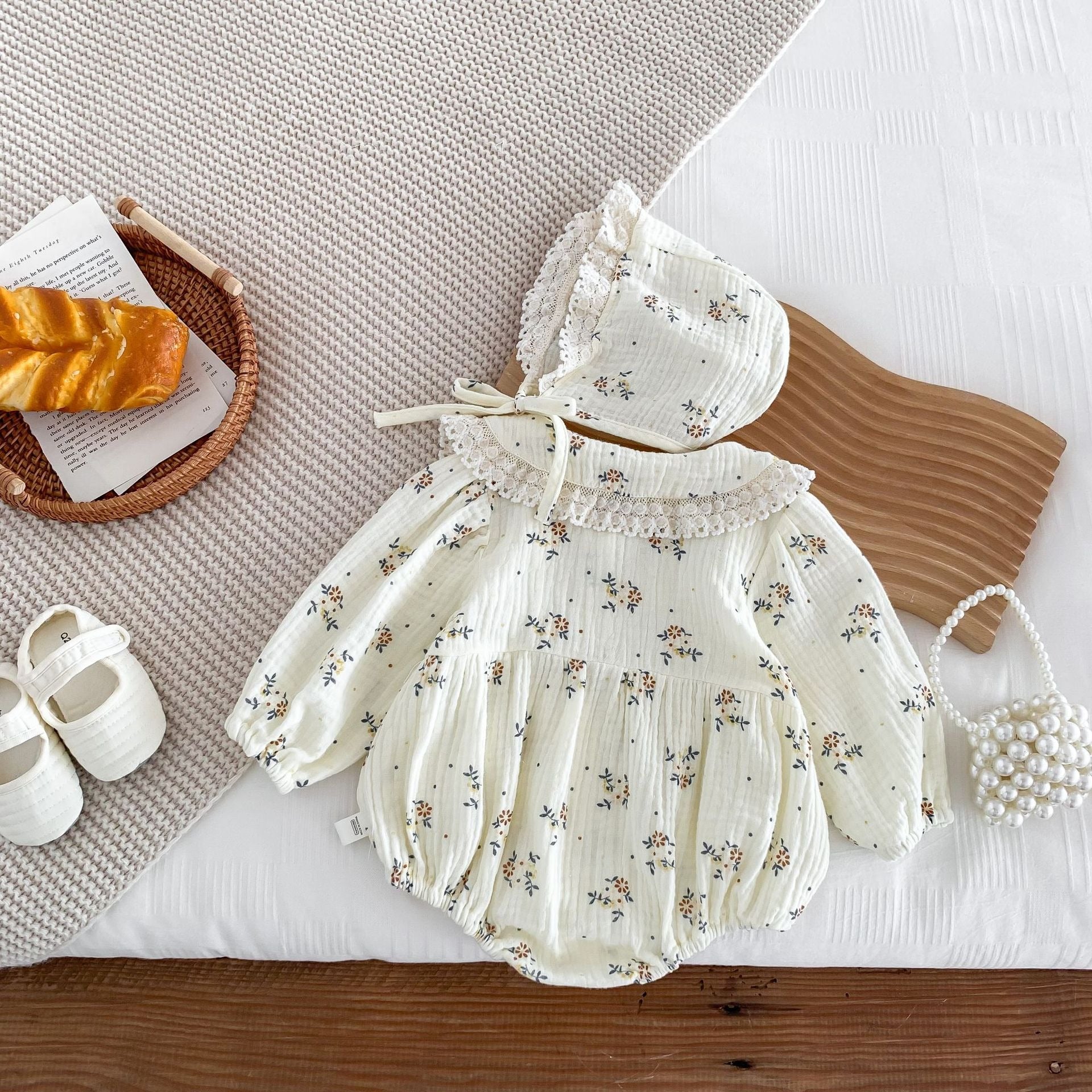 Bella Organic Baby Girls Romper with Cap – Soft Cotton Outfit