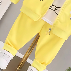 Best Friend Yellow Three-Piece Girls Outfit – Cotton Blend Summer Set