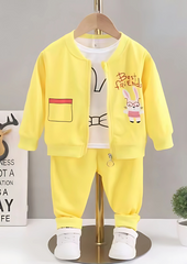 Best Friend Yellow Three-Piece Girls Outfit – Cotton Blend Summer Set