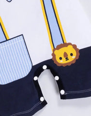 Blue Suspender-Style Baby Boy Romper – Soft Cotton Blend