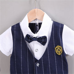 Boys Occasional Set with Attached Waistcoat and Bow – Cotton Blend Outfit