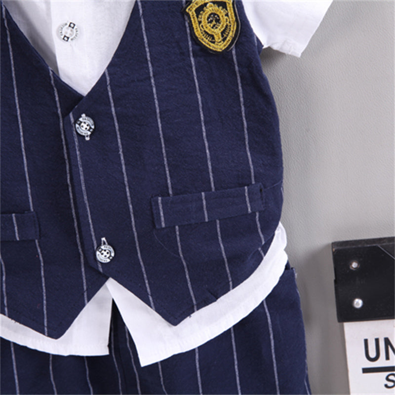 Boys Occasional Set with Attached Waistcoat and Bow – Cotton Blend Outfit