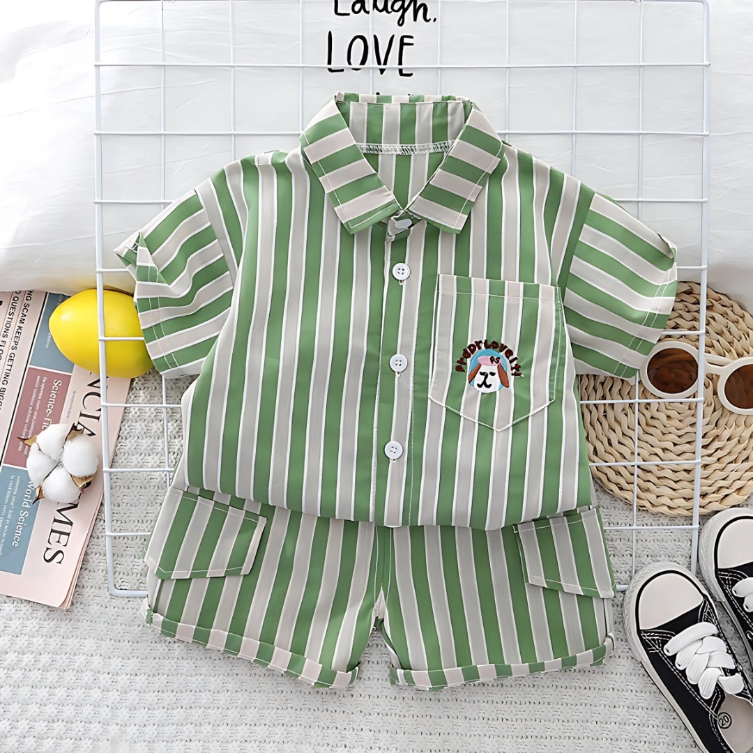 Boys Vertical Striped Co-ord Set – Soft Cotton Blend Two-Piece Outfit