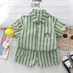 Boys Vertical Striped Co-ord Set – Soft Cotton Blend Two-Piece Outfit