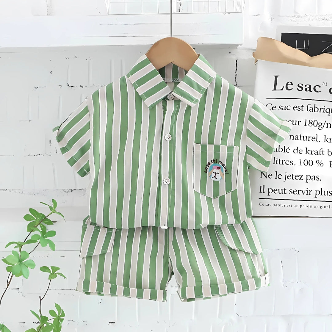 Boys Vertical Striped Co-ord Set – Soft Cotton Blend Two-Piece Outfit