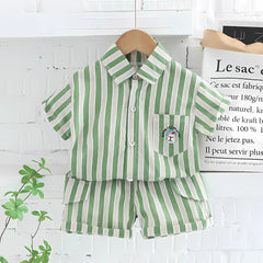 Boys Vertical Striped Co-ord Set – Soft Cotton Blend Two-Piece Outfit