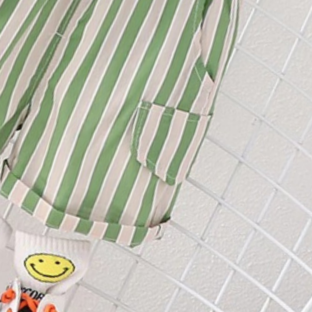 Boys Vertical Striped Co-ord Set – Soft Cotton Blend Two-Piece Outfit