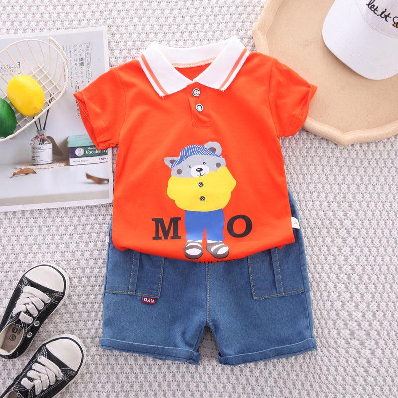Boys Collared T-Shirt and Bottom Set – Cotton Casual Outfit