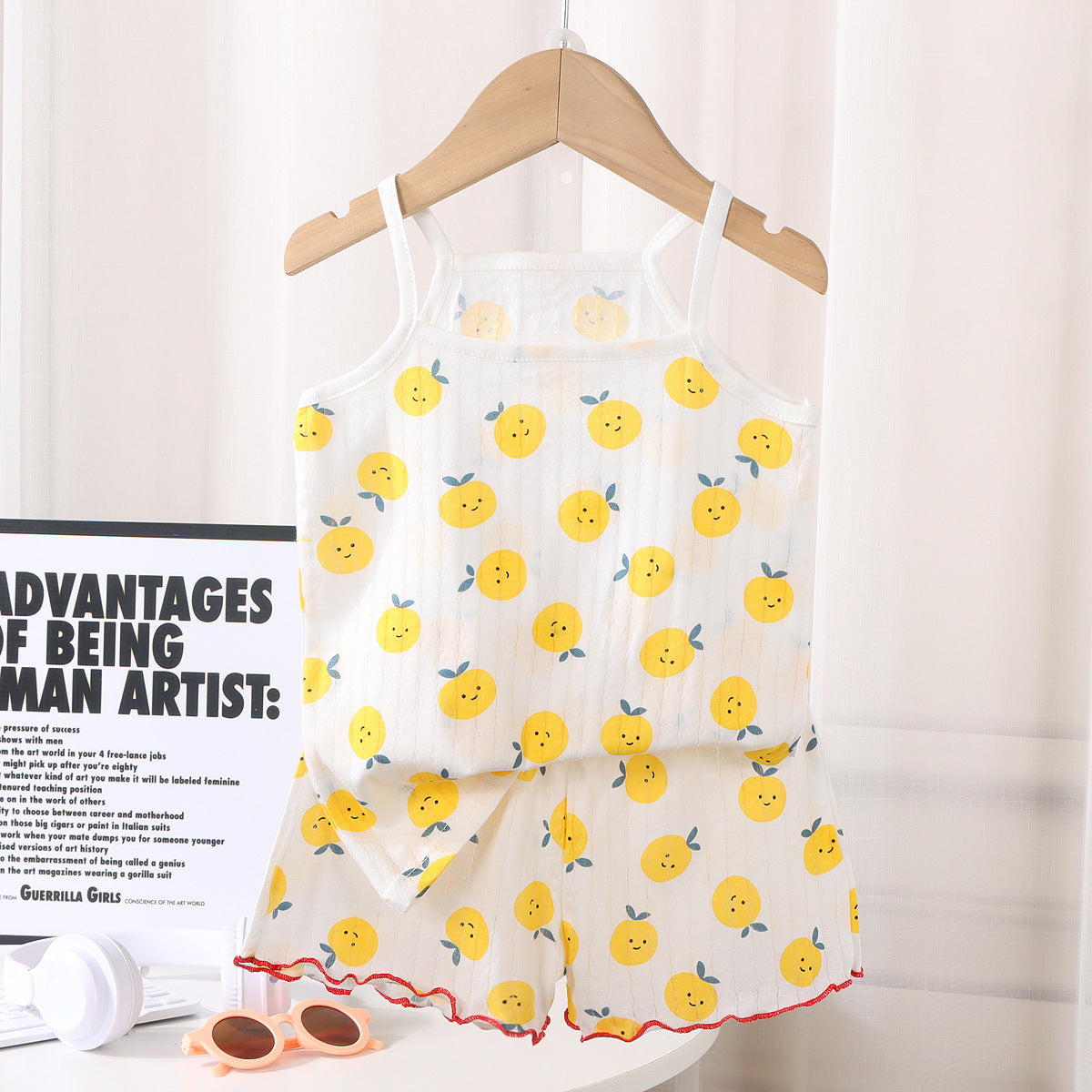 Bright Fruit Sleeveless Top and Shorts Girls Set – Lightweight Cotton Summer Outfit