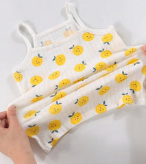 Bright Fruit Sleeveless Top and Shorts Girls Set – Lightweight Cotton Summer Outfit
