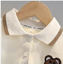 Boys Brown Collared Striped Set – Soft Cotton Outfit