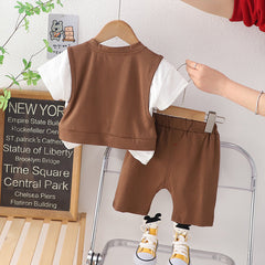 Boys Brown Vest-Style Set – Soft Cotton Outfit