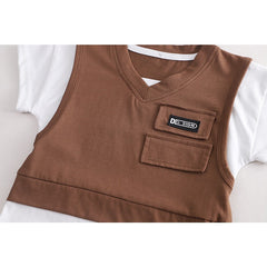 Boys Brown Vest-Style Set – Soft Cotton Outfit