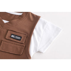 Boys Brown Vest-Style Set – Soft Cotton Outfit