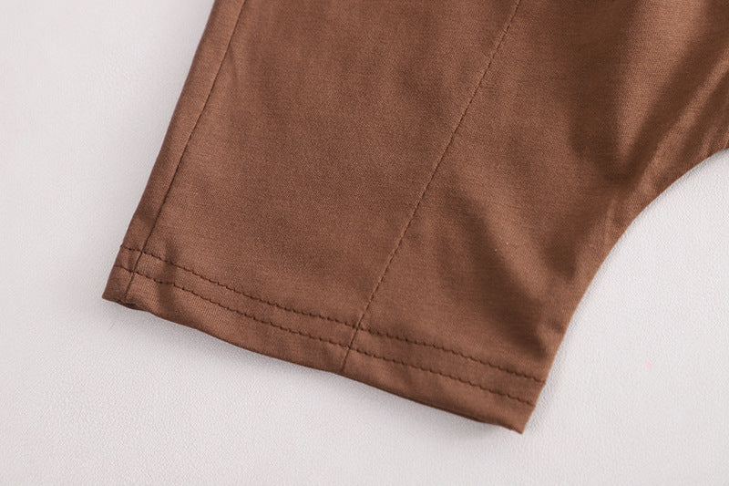 Boys Brown Vest-Style Set – Soft Cotton Outfit